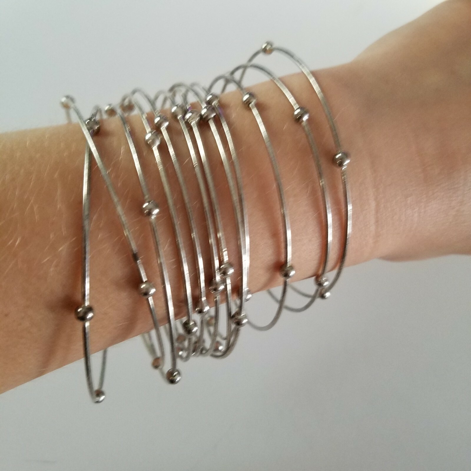Silvertone Stackable Bangle Bracelets Set Of 12  … - image 4