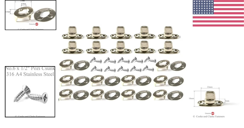 Scovill Dot Brand Nickel-Plated Eyelet Fasteners - 10 Pieces for Outdoor Use - Image 2 of 4