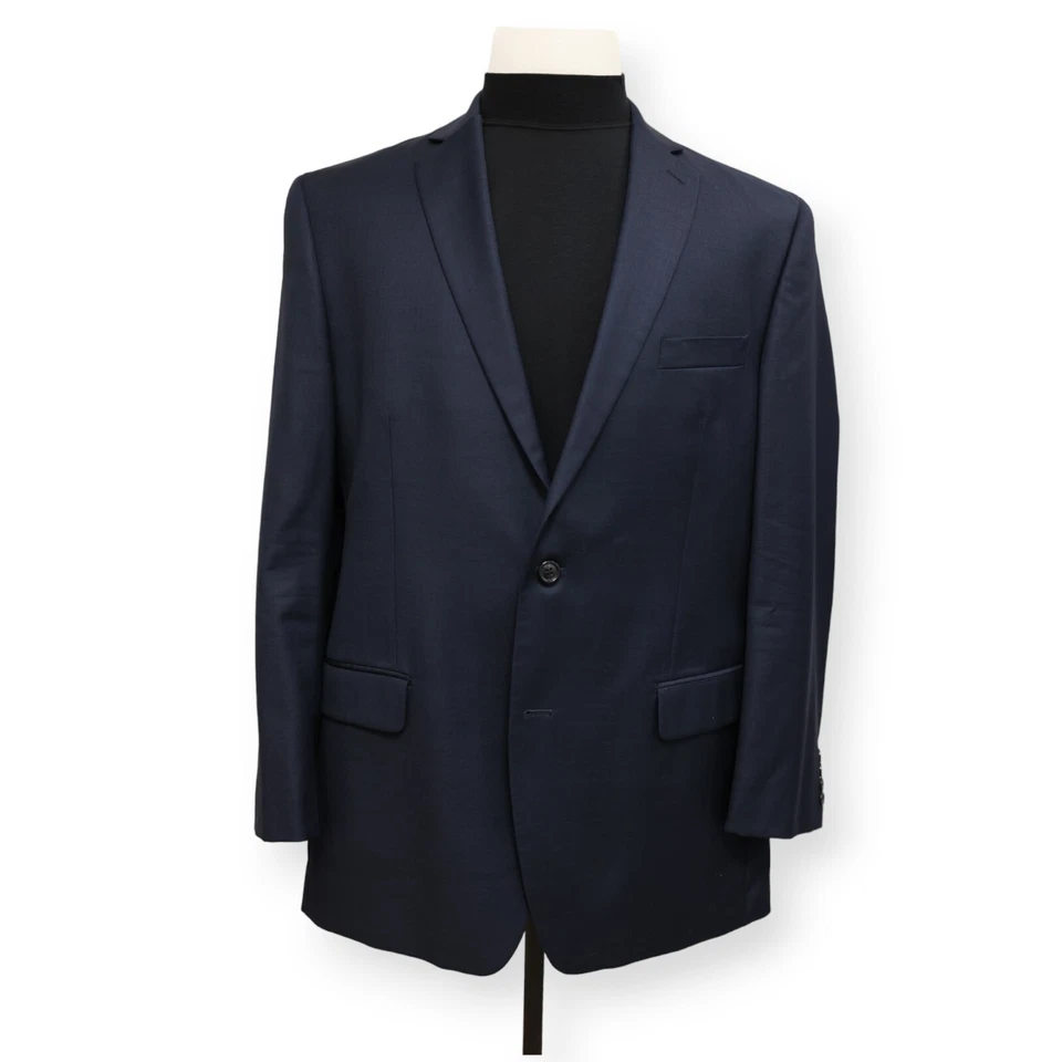 CALVIN KLEIN Hombre Azul Sólido 100% LANA Abrigo Deportivo Traje Chaqueta Blazer 44 L Foto 2 de 4
