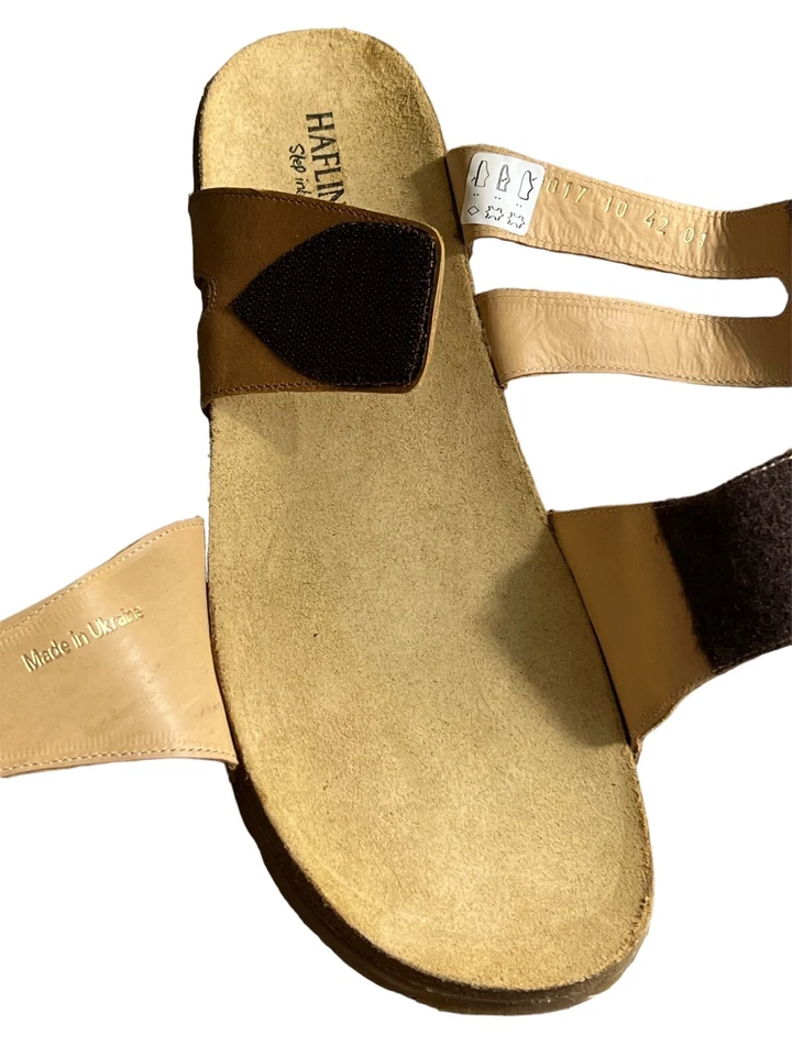 Sandalias Haflinger Pansy de cuero tostado con 2 correas deslizables para mujer talla 10 EE. UU. 42 UE Foto 3 de 4