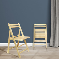 Natural Wooden Folding Chairs Set of 2 - Stylish  Space-Saving Design