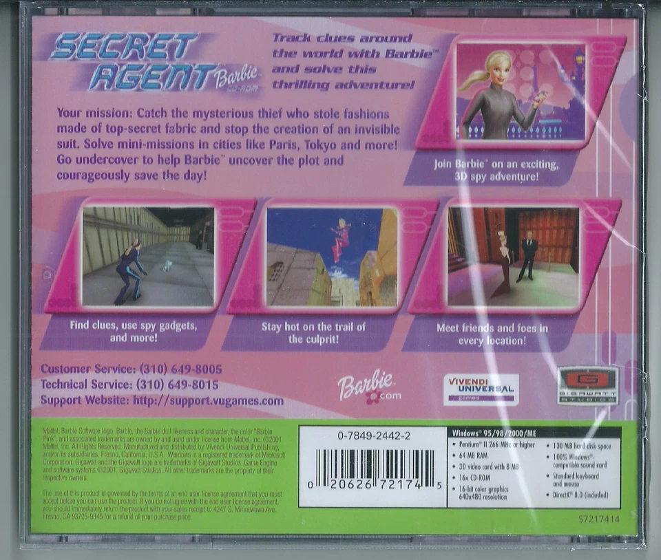 ✈️ Barbie Secret Agent (PC CD ROM, 2002, Jewel Case w/ Manual) New - Image 2 of 4