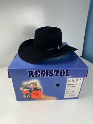RESISTOL 4XXXX-BEAVER ウエスタンハット 7 1/8 Resistol 4X Beaver Black Suede Cowboy Hat - Size 7-1/8” L 4 1/4