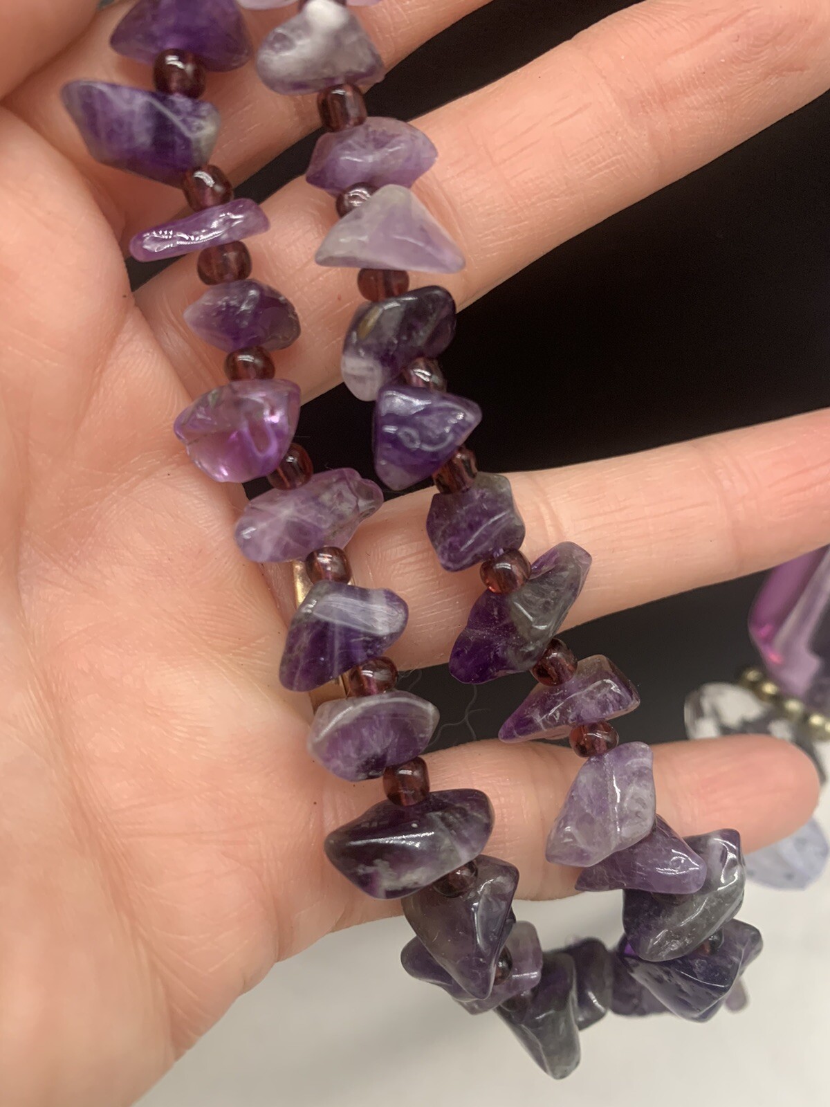 Loft Amethyst Gemstone Chip Lucite Statement Purp… - image 4