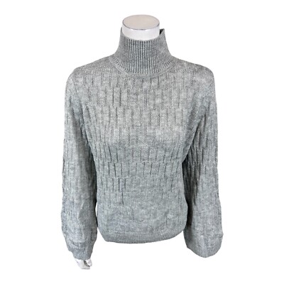 Lisa Rinna Collection Women's Textured Wide Sleeve Sweater Light Grey Large  Size