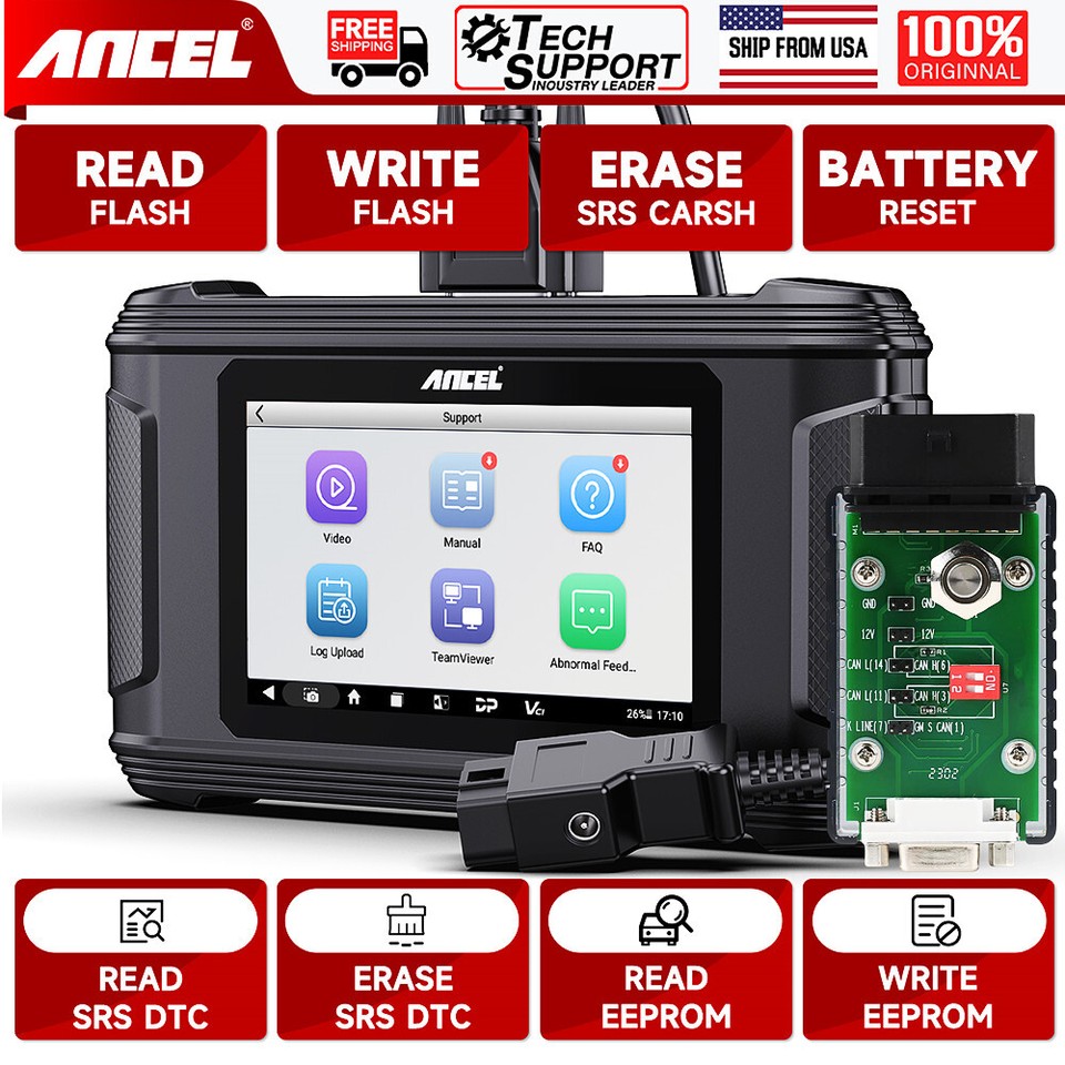 Automotive OBD2 Air-bag Module Reset Tool SRS Crash Data Read and Clear ...