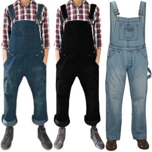Hombre Mujer Peto Vaquero Largo Algodón Informal Mono Pantalones Babero  Mono | eBay