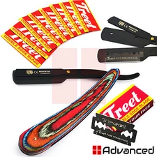 Multi Color Wooden Handle Shaving Razor Cut Throat Pocket Folding Razors Blades