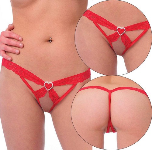 Women Lace G-string Lingerie Briefs Underwear Panties Thong Knickers Open Crotch - Picture 5 of 13