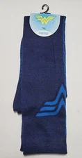 NWT Bioworld Socks Sz 9-11 Shoe Szs 9-10 Wonder Woman Logo Thigh High Blue