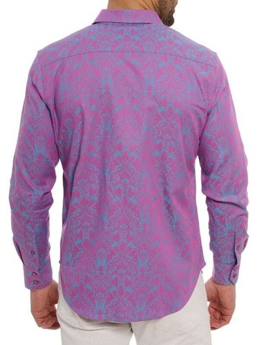 Robert Graham Highland Jacquard Color Único Mediano Calce Clásico Nuevo con Etiquetas $188 - Imagen 9 de 10