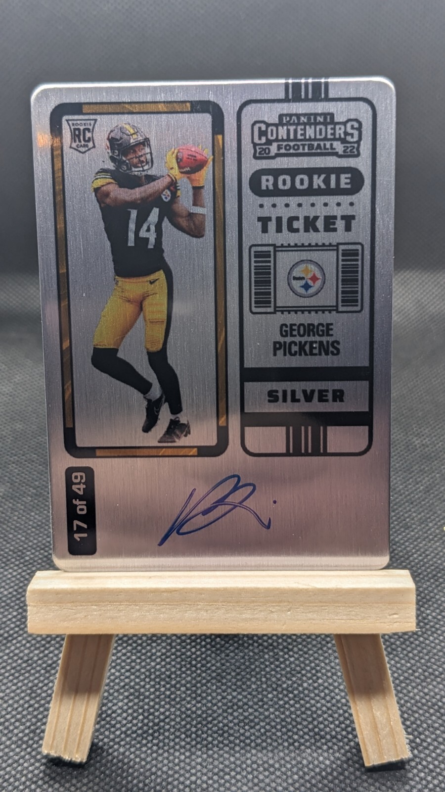 2022 George Pickens Panini Contenders Rookie Auto Silver Ticket 17/49 Steelers
