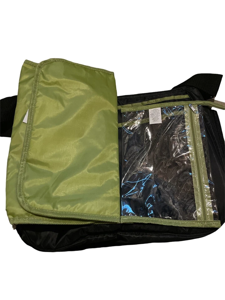 Trend Lab Deluxe Baby Diaper Bag Black and Avocado Green With Changing Pad - Image 3 of 3
