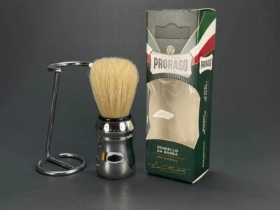 PRORASO Shaving mug Bowl Brush Natural Boar Bristles Custom metal Stand Options - Image 1 of 4