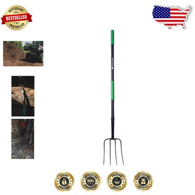 Effortless Gardening: 60'' Heavy-Duty 4-Tine Pitch Fork with H-Grip Handle