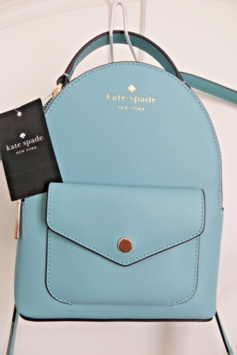Kate Spade NWT SCHUYLER Mini Backpack-Smoky Blue Saffiano PVC Leather MSRP $359 - Picture 2 of 8