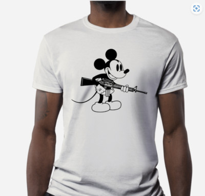 Mickey T-shirt AR Second Amendment Mouse rat shirt white cotton