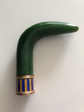 Faberge Gold Cane Handle Enameled with Color of Rothschild Stable