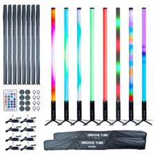 DJ Stage Party LED Tube Effect Accent Lights 8-Pack w Travel Cases Remote