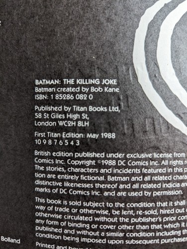 Batman The Killing Joke : 1st Titan Edtion / 3rd Print - Read Condition - Imagen 11 de 11