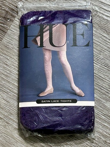Vintage Hue Satin Lace Tights OSFM NIP Purple - 第 1/10 張圖片
