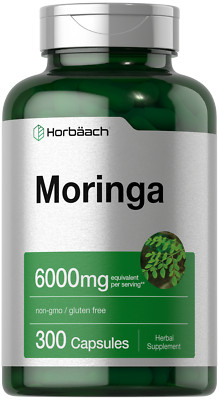 Moringa Oleifera Capsules | 6000mg | 300 Count | Non-GMO | by Horbaach 