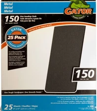 Gator 9" x 11" Emery Cloth Sanding Sheets, 150 Grit, 25 Pack