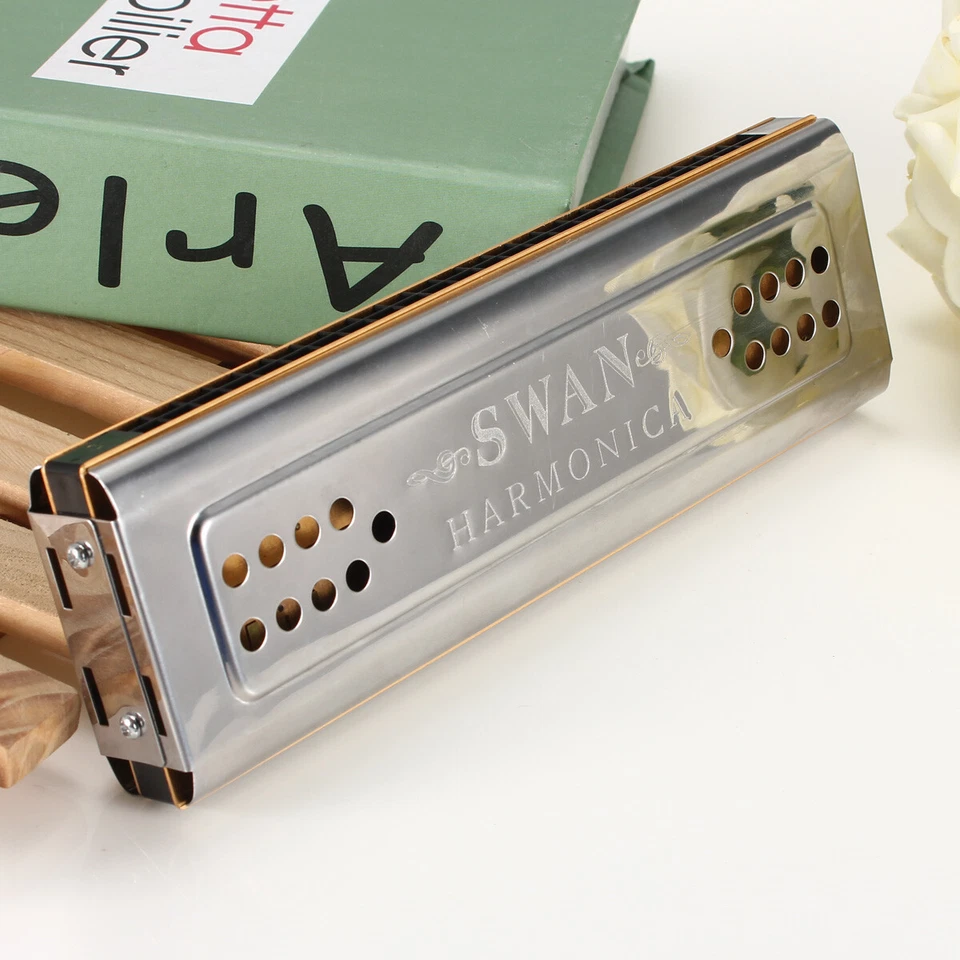 Professional Silver 24 Holes Double Sided C/G Key 2 Sides Mouth Organ Harmonica - Image 3 of 4