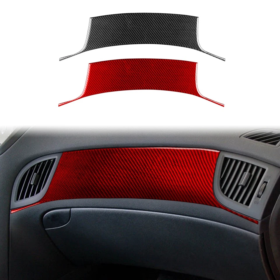 Cubierta de tablero de instrumentos copiloto de fibra de carbono roja para Hyundai Genesis Coupé 2013-16 Foto 3 de 4