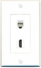 2 Port 1 Gang Jack Face Plate Cover Cable Plastic HD PHONE Wall Plate