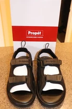 Men's Propet Surf Walker MSV023L Black Leather Sandals size 10.5 XX (5E)