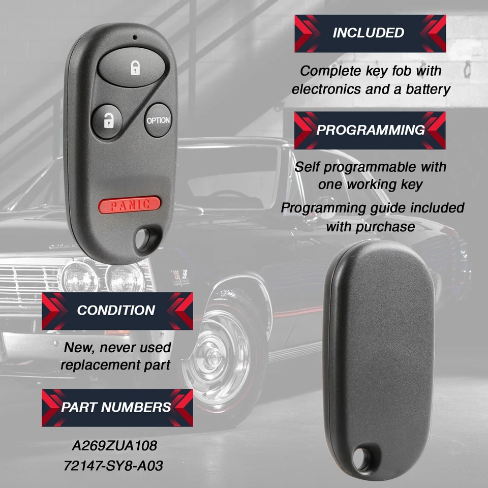 2 Key Fob Remote for 1996 1997 1998 1999 2000 2001 Acura Integra CL A269ZUA108 Foto 4 de 4