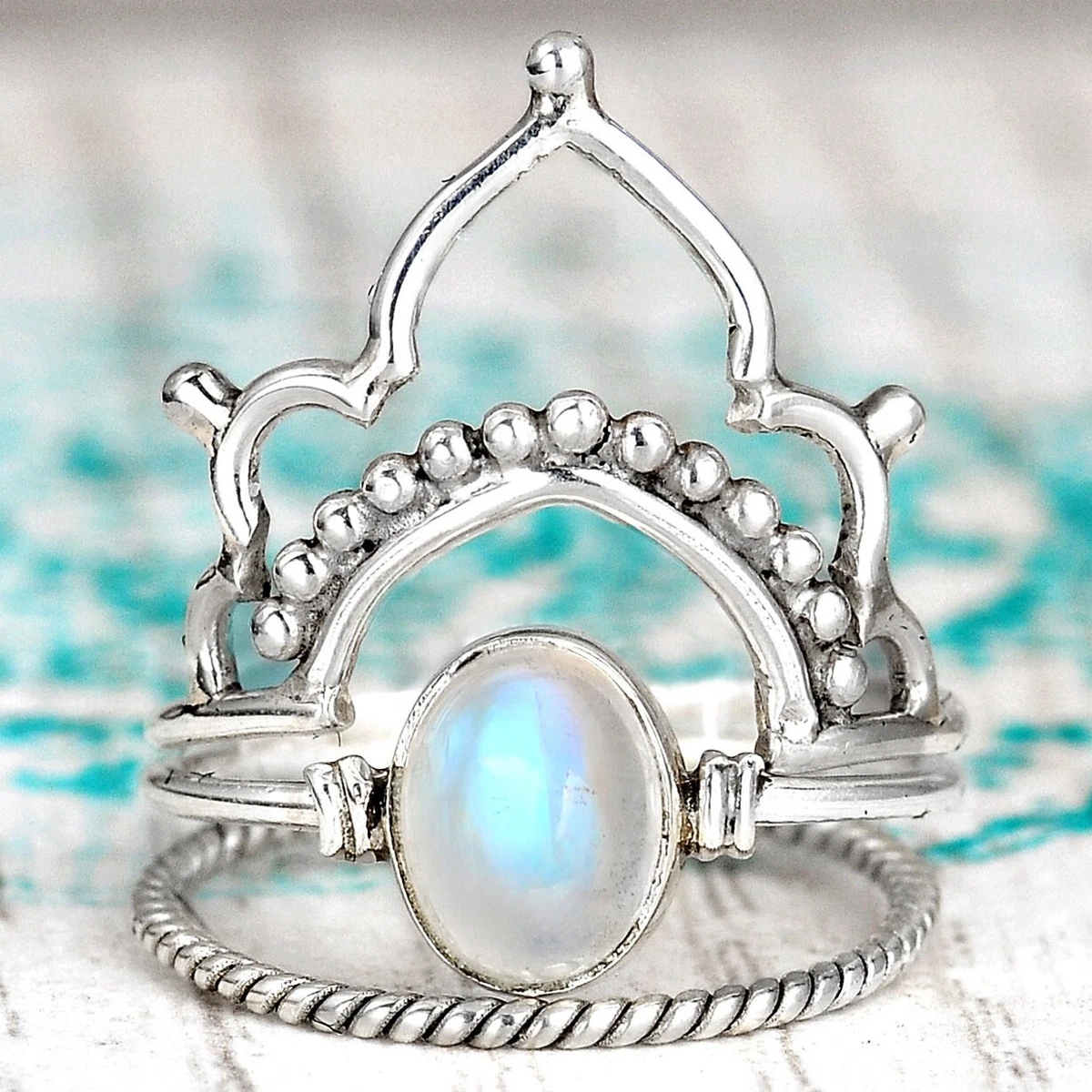 Moonstone stacking ring set deals