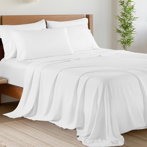 Queen 4 Piece Cooling Sheet Set Bamboo Rayon Blend Deep Pocket 16in Soft - Picture 31 of 67
