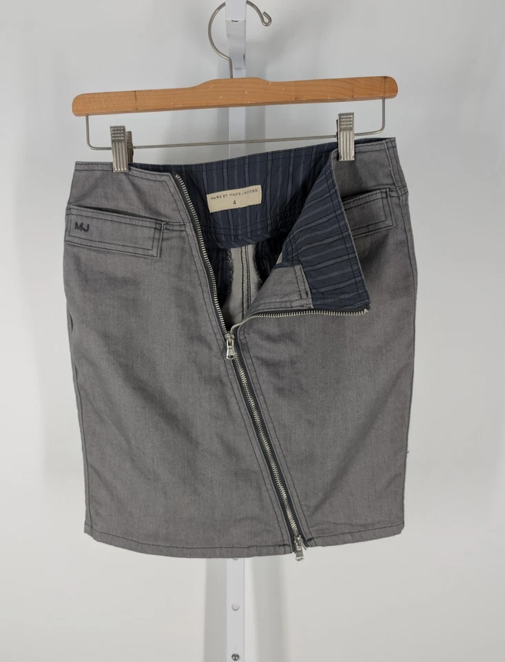 Marc Jacobs Vintage Y2K Gris Denim Asimétrico Cremallera Punk Mini MJ Logo Rock Star Foto 2 de 4