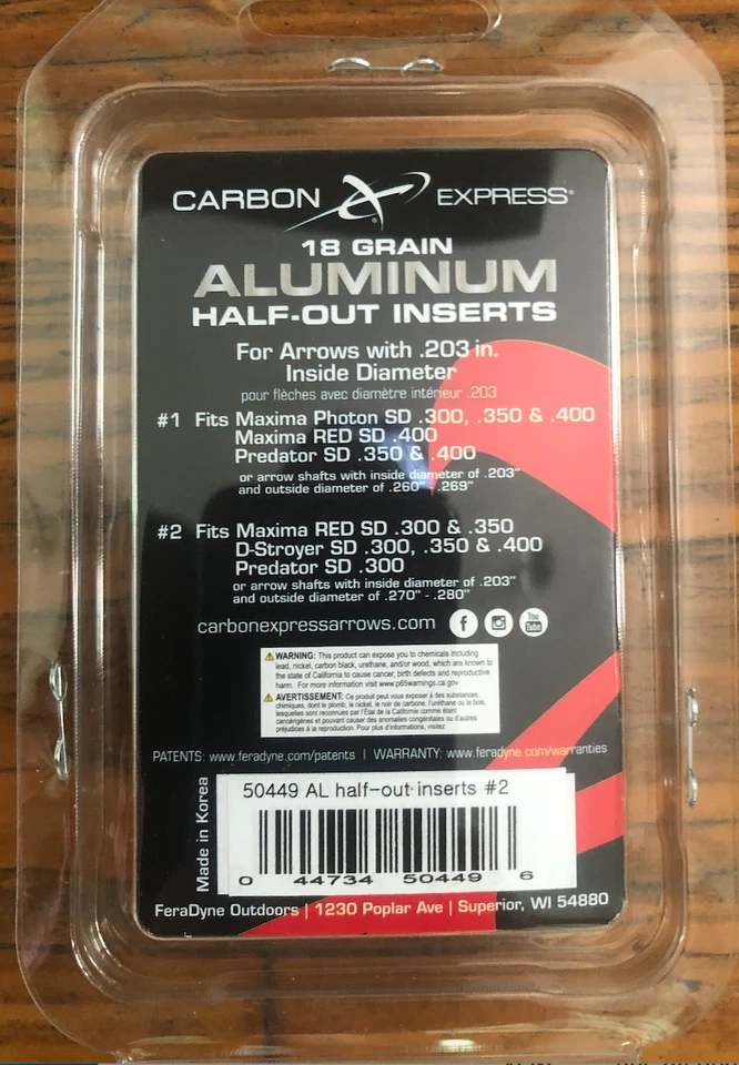 Carbon Express INSERTS Half Out Aluminum Fits - .203 Inside Diameter - 18 GR - Image 2 of 2