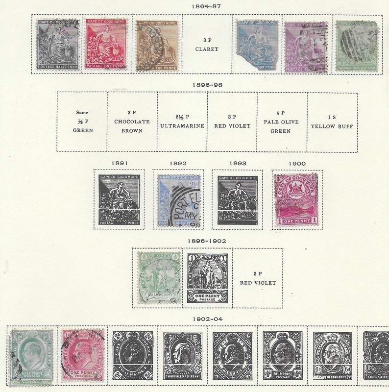 12 Cape of Good Hope Stamps from Quality Old Antique Album 1864-1904