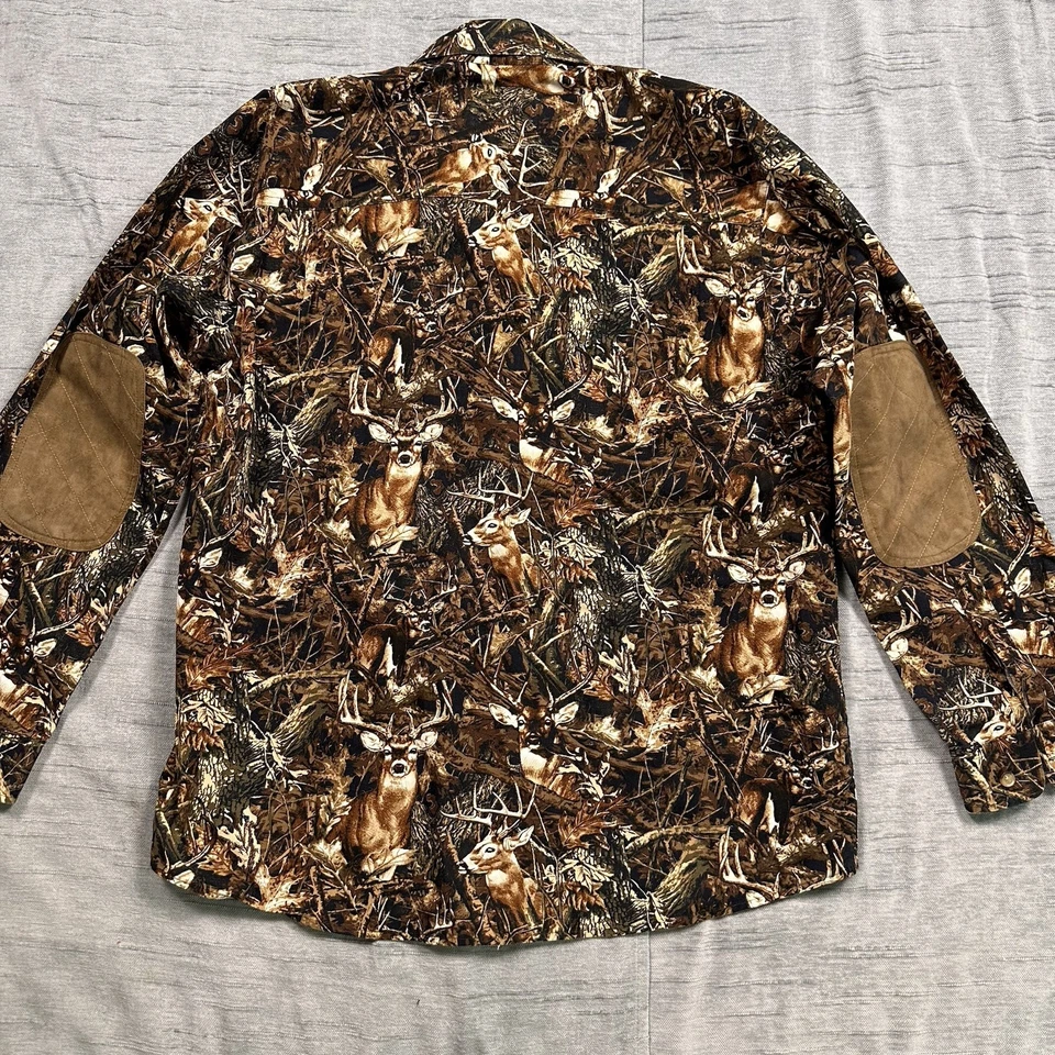 Camisa camuflada North River Outfitters estampado de ciervos grande con botones caza pesca Foto 4 de 4