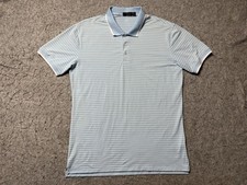 G/Fore Polo Shirt Mens Medium Blue White Striped Golf Performance Stretch Logo