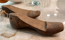 Pair Antique Hand Carved Wooden Shoe Molds/Forms: RUSTIC/PRIMITIVE 