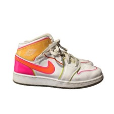 Nike Air Jordan 1 Mid GS Edge Glow White Pink Blast CV4611-100 Size 7Y