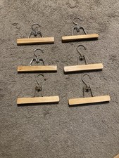 Lot Of 6 Vintage Unbranded Wooden Pants Hangers , 9 Inches Wide