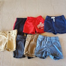 Baby Boy Shorts Lot Of 7 Size 12-18 mo Cat Jack, Marvel Elastic Waist