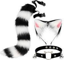 QinRuan Cat Ears and Wolf Fox Animal Tail Cosplay Costume Faux Fur Hair Clip Hea