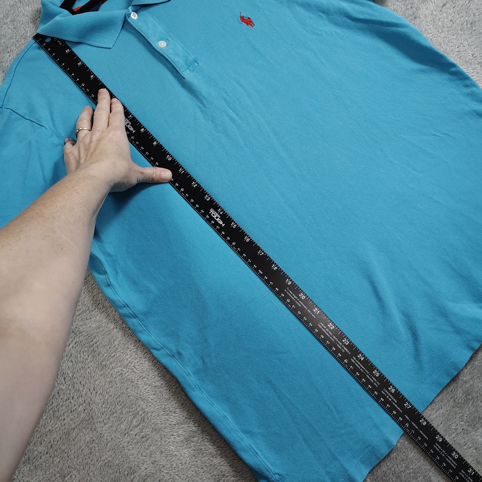 Polo Ralph Lauren uomo grande blu manica corta cotone preppy casual camicia pony