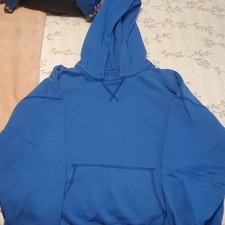 American Eagle Women's Blue Solid Pullover Hoodie, Kangaroo Pocket, Size S
