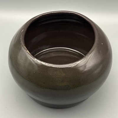Vintage Studio Art Pottery Moon Jar Signed DEE Oil Spot Tenmoku Glaze Bowl 5''