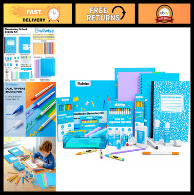 Complete School Supplies Kit for Grades 1-5, 87-Piece Bundle for Kids, Back to S
