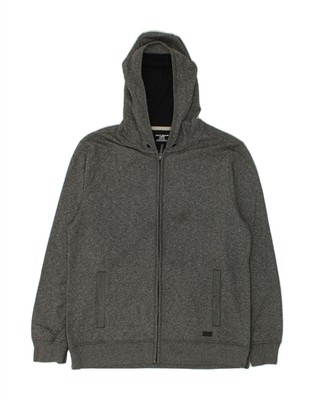 DKNY Mens Zip Hoodie Sweater XL Grey Flecked Cotton AD03