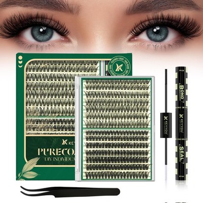 KEYYOU Lash Clusters Kit Thick Extension with 283 Piece Set, 60D&80D 